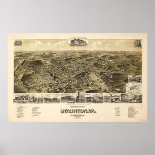 Póster Map of the City of Staunton, Virginia (1891)