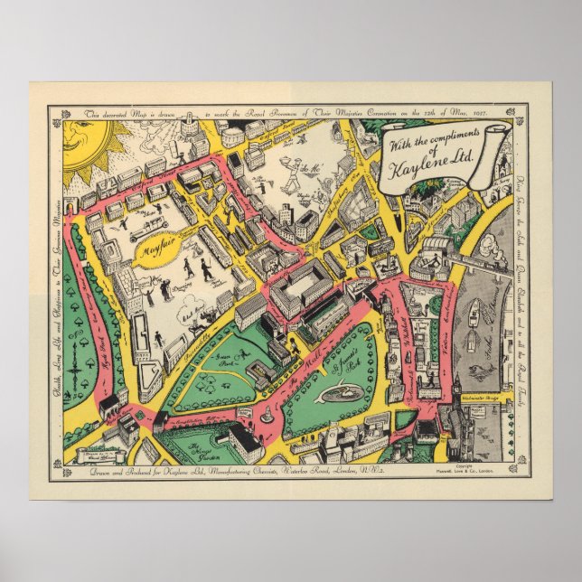Póster Map of the Coronation Route, London, England (Frente)