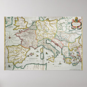 Póster Map of the Empire of Charlemagne