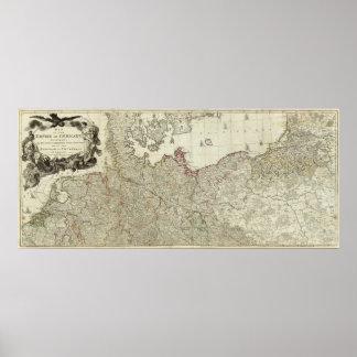 Póster Map of the Empire of Germany Northern section
