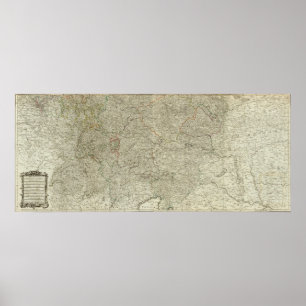 Póster Map of the Empire of Germany Southern section