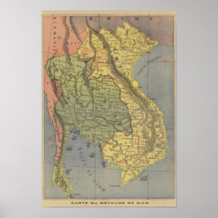 Póster Map of the Kingdom of Siam