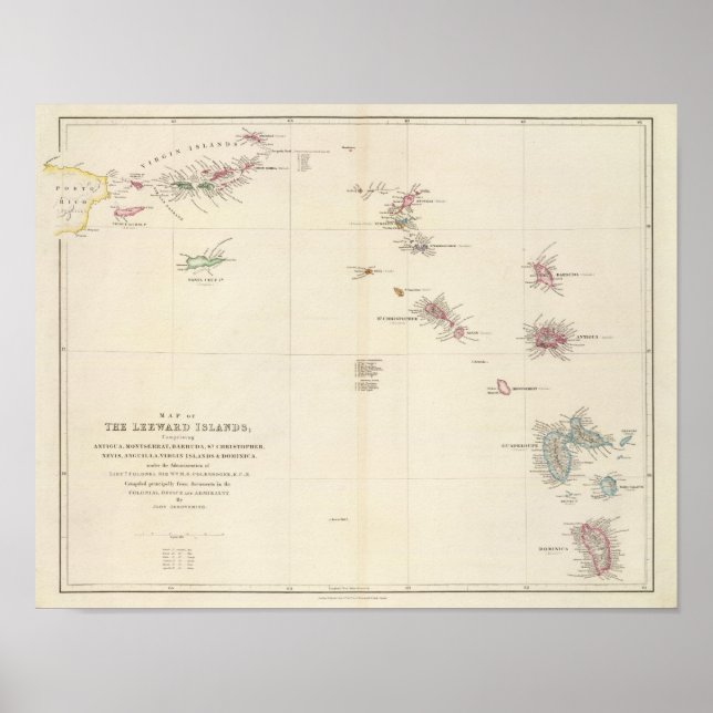 Póster Map of The Leeward Islands (Frente)