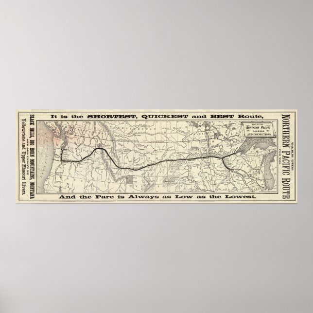 Póster Map of the Northern Pacific Railroad (Frente)