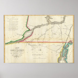 Póster Map of the River St. Lawrence and Adjacent Country