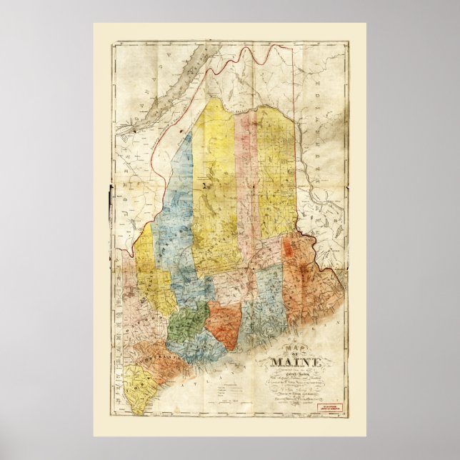 Póster Map of the State of Maine (1843) (Frente)