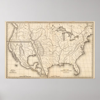 Póster Map of the United States and Texas