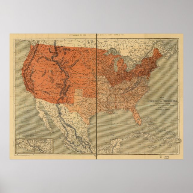 Póster Map of the United States of North America (1861) (Frente)