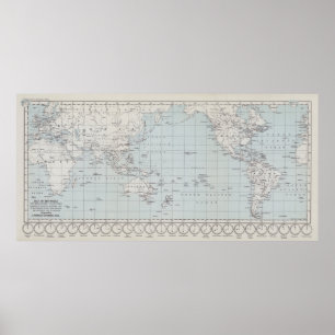 Póster Map of the World on Mercator's Projection