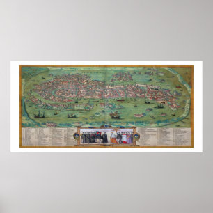 Póster Map of Venice, from 'Civitates Orbis Terrarum' by