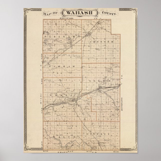 Póster Map of Wabash County (Frente)
