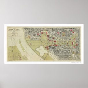 Póster Map of Washington DC and the Mall 1917