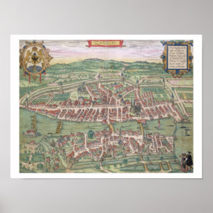 Póster Map of Zurich, from 'Civitates Orbis Terrarum' by