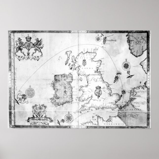 Póster Map showing the route of the Armada fleet (Frente)