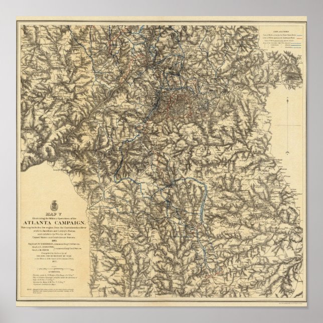 Póster Map V illustrating the Military Operations (Frente)