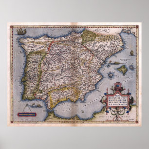 Póster Mapa 1570 del renacimiento de España