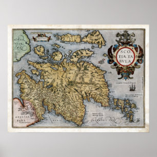 Póster Mapa 1580 de Escocia