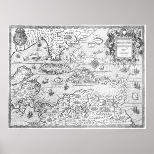 Póster Mapa 1594 de America Central