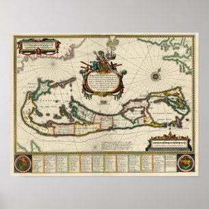 Póster Mapa 1630 de Bermudas