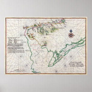 Póster Mapa 1639 de Zwaanendael Swanendael de la bahía de