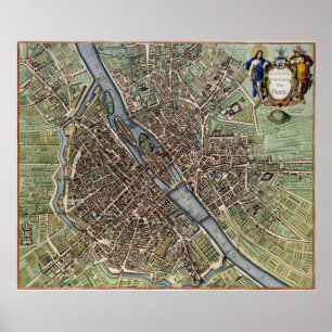 Póster Mapa 1657 de París