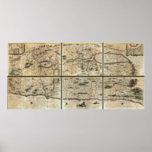 Póster Mapa 1662 de Israel Palestina de la Tierra Santa