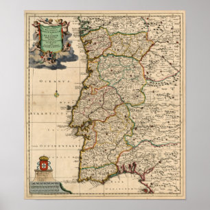 Póster Mapa 1690 de Portugal
