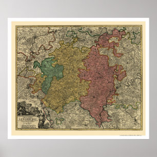 Póster Mapa 1712 de Luxemburgo Europa