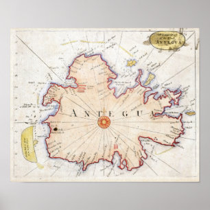 Póster Mapa 1721 de Antigua
