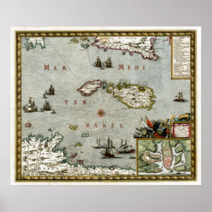 Póster Mapa 1723 de Malta