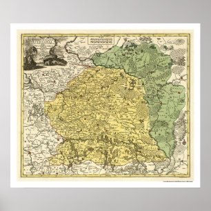 Póster Mapa 1750 de Lituania