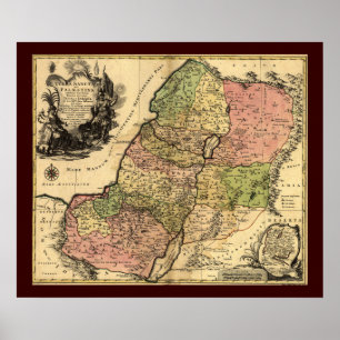 Póster Mapa 1759 de Israel antiguo con las 12 tribus
