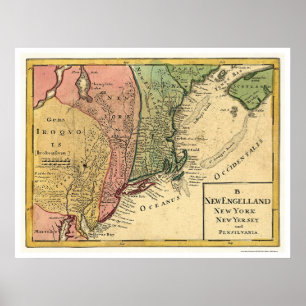 Póster Mapa 1759 de Nueva Inglaterra