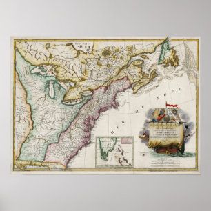 Póster Mapa 1784 de los Estados Unidos de América