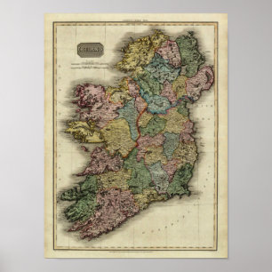 Póster Mapa 1813 de Irlanda de Juan Pinkerton