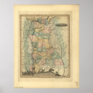 Póster Mapa 1826 de Alabama