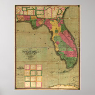 Póster Mapa 1829 de la Florida