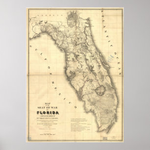 Póster Mapa 1839 de la Florida
