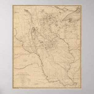 Póster Mapa 1843 del río Misisipi