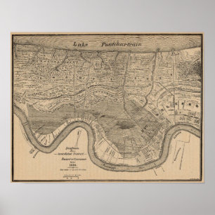 Póster Mapa 1849 de New Orleans
