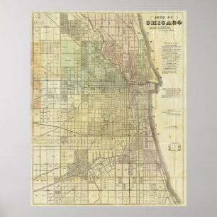Póster Mapa 1857 de Chicago Illinois