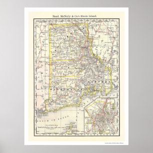 Póster Mapa 1875 del ferrocarril de Rhode Island