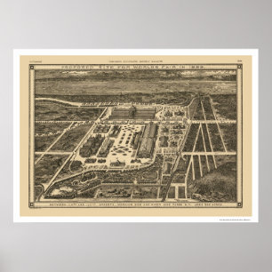 Póster Mapa 1883 de la feria de mundos de Manhattan Nueva