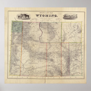 Póster Mapa 1883 de Wyoming