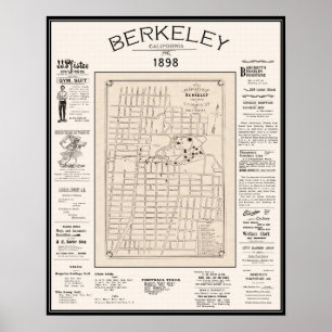 Póster Mapa 1898 de Berkeley