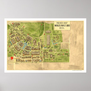 Póster Mapa 1904 de St. Louis de la feria de mundos