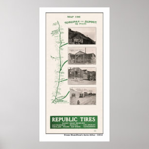 Póster Mapa 1914, Tonopah y cumbre caliente de la cala