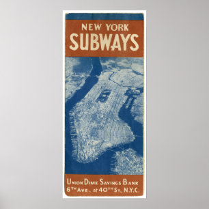 PÓSTER MAPA 1940 DEL SUBTERRÁNEO DE NUEVA YORK