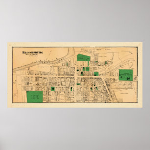 Póster Mapa 2 de Bloomsburg atlas de 1876 cervezas