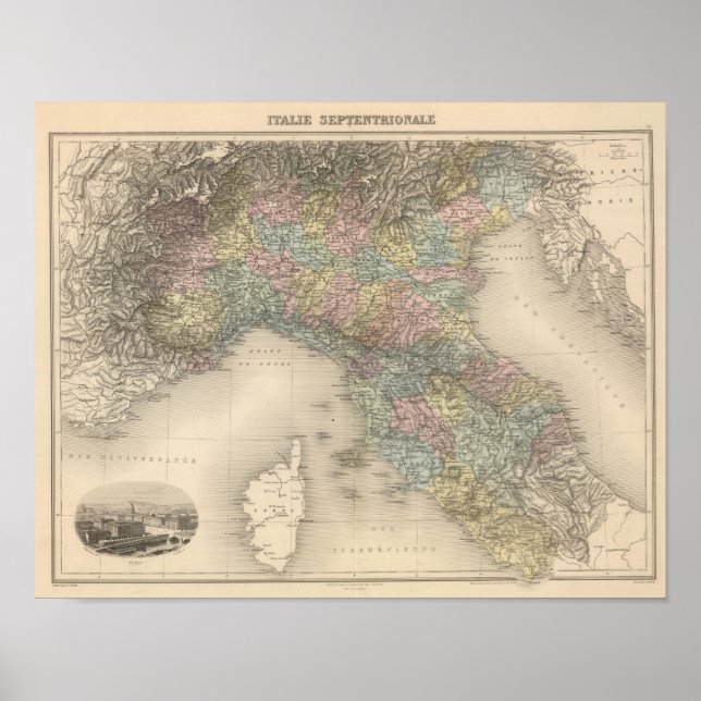 Póster Mapa 2 de Italia (Frente)